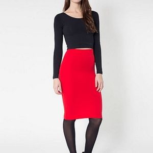 american apparel ponte mid length pencil skirt